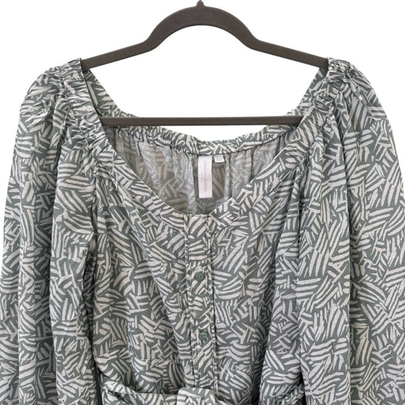 Johnathan Simkhai Bronte Off-the-Shoulder Belted Mini Dress in Palm Leaf Size L - Picture 4 of 11